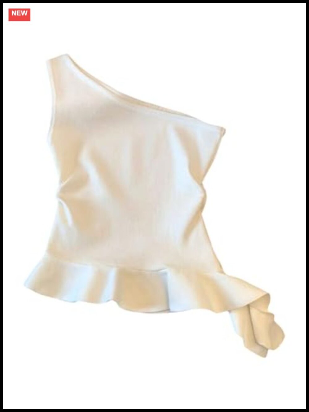 Ruffle Peplum Tank Top One Shoulder Asymmetrical Sleeveless Fitted
